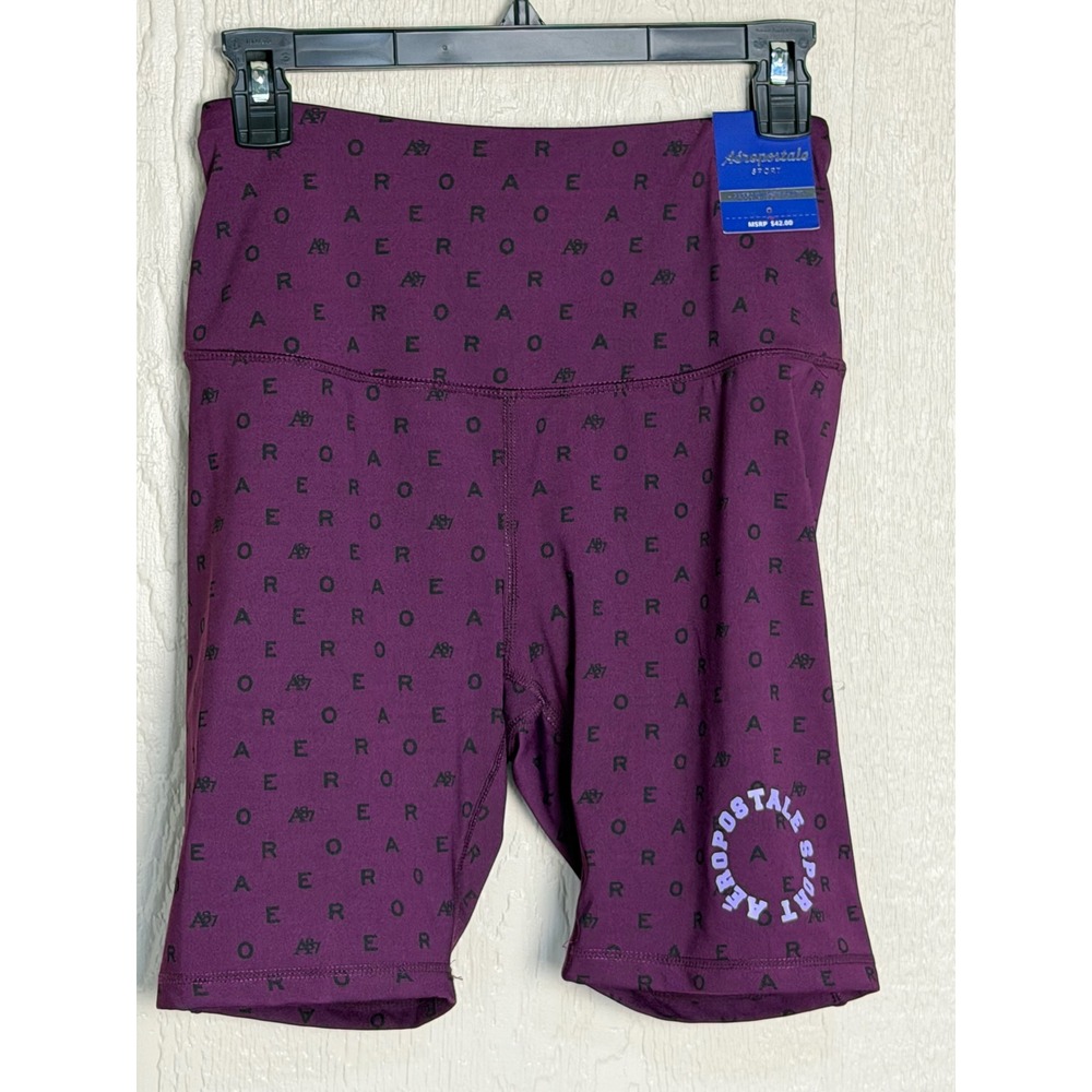 Aeropostale Sport Womens Purple Logo Print Bike Shorts Medium NWT's